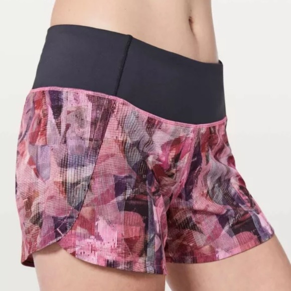 Lululemon 4” Speed Up Shorts in Sun Dazed Multi Pink/Super Dark, EUC. Size 10. - Picture 3 of 14